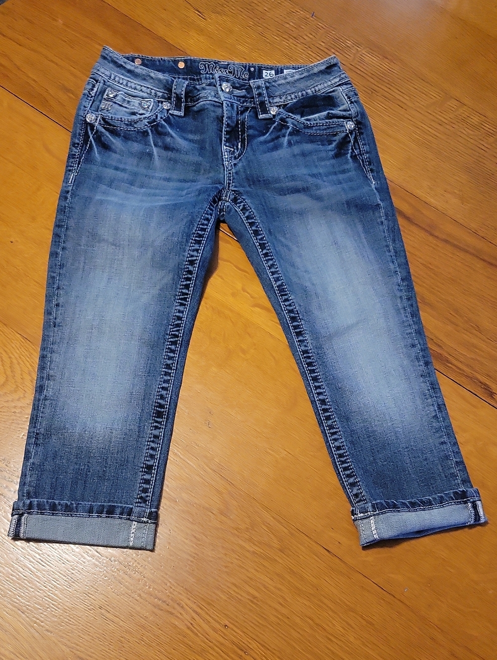 Miss Me Blue Cropped Cuffed Jeans